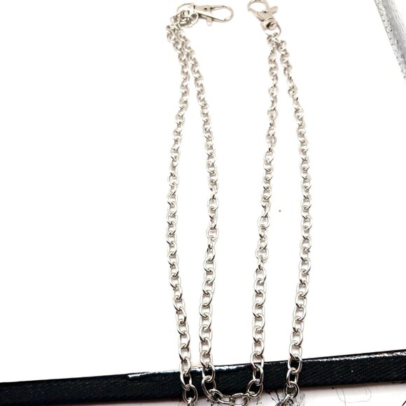Double Layer  Pants Or Wallet Chain 19" Silver Tone - Picture 1 of 10